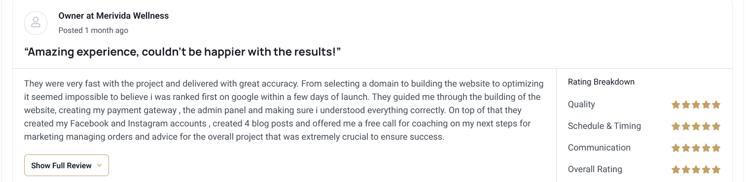 Customer review screenshot